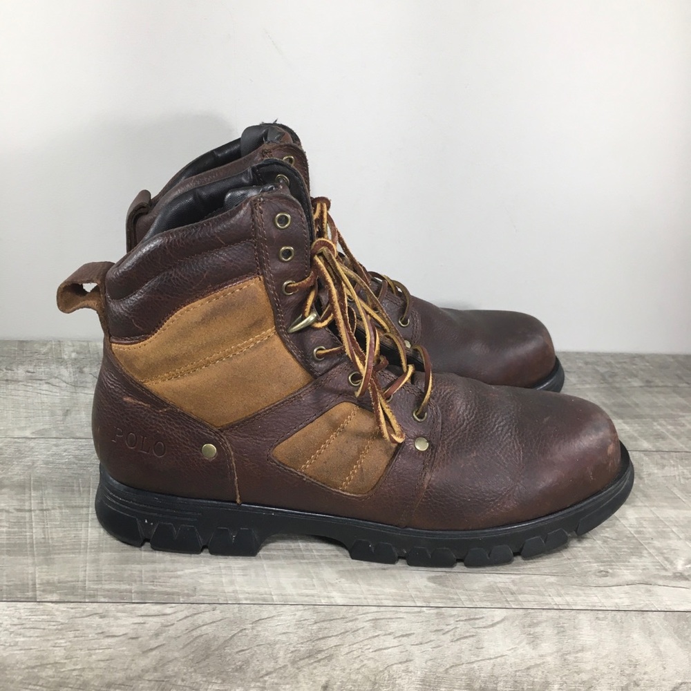 Polo Ralph Lauren Diego Chukka Men’s Rugged Brown Leather Ankle Work Boots Sz 13